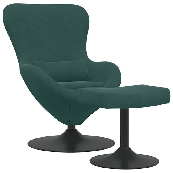 vidaXL Chaise Œuf avec Pouf Vert foncé 63 x 73 x 90 cm Velours