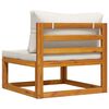 vidaXL Canap&eacute; central sectionnel et coussin blanc cr&egrave;me Bois d'acacia