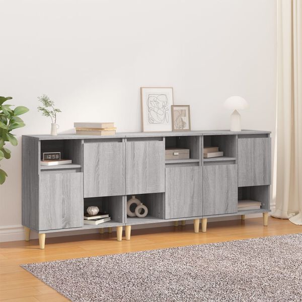 vidaXL Buffets 3 pcs sonoma gris 60x35x70 cm bois d'ing&eacute;nierie