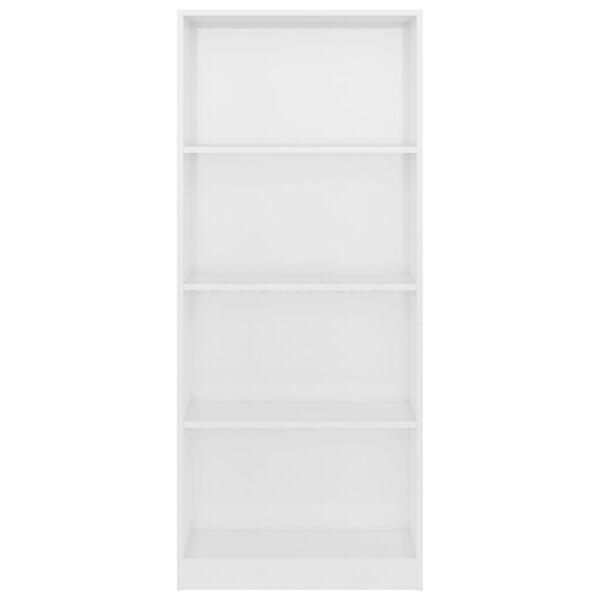 vidaXL Biblioth&egrave;que &agrave; 4 niveaux Blanc brillant Bois d&rsquo;ing&eacute;nierie