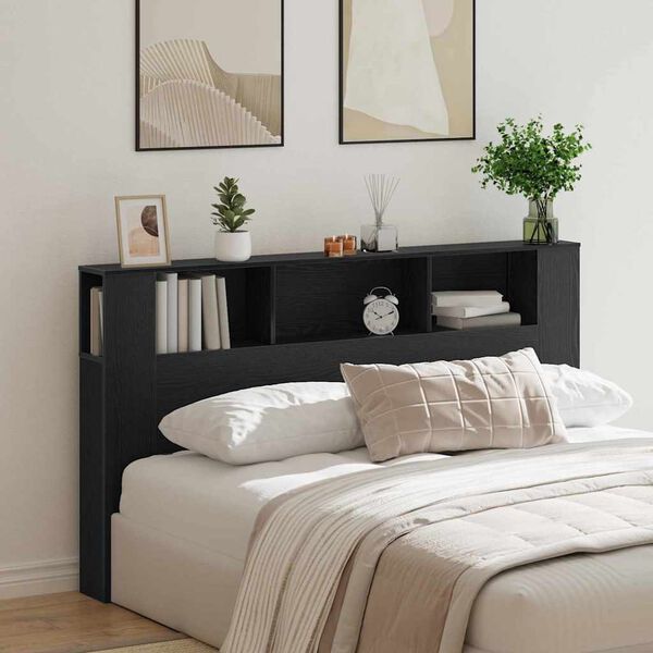 vidaXL Cabinet de T&ecirc;te de Lit Ch&ecirc;ne noir 180 x 18.5 x 102.5 cm