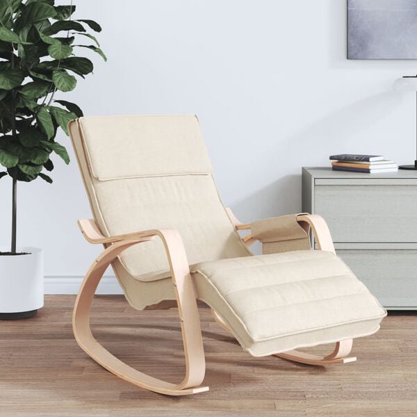 vidaXL Chaise &agrave; bascule Cr&egrave;me Tissu