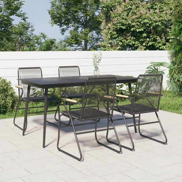 vidaXL Ensemble à manger de jardin 5 pcs Noir Rotin PVC
