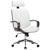 vidaXL Chaise de bureau avec appuie-t&ecirc;te Blanc Similicuir et bois