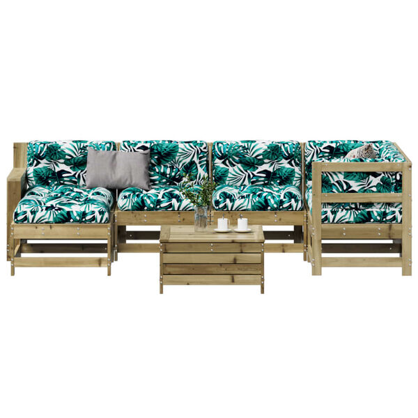 vidaXL Salon de jardin 7 pcs avec coussins bois de pin impr&eacute;gn&eacute;