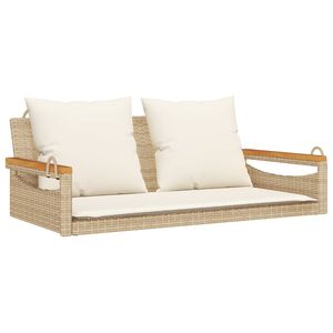 vidaXL Balancelle avec coussins beige 109x62x40 cm r&eacute;sine tress&eacute;e