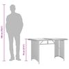 vidaXL Table de jardin et dessus en verre gris clair 110x68x70cm rotin