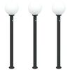 vidaXL Bornes lumineuses avec d&eacute;tecteur lot de 3 120 cm noir IP44