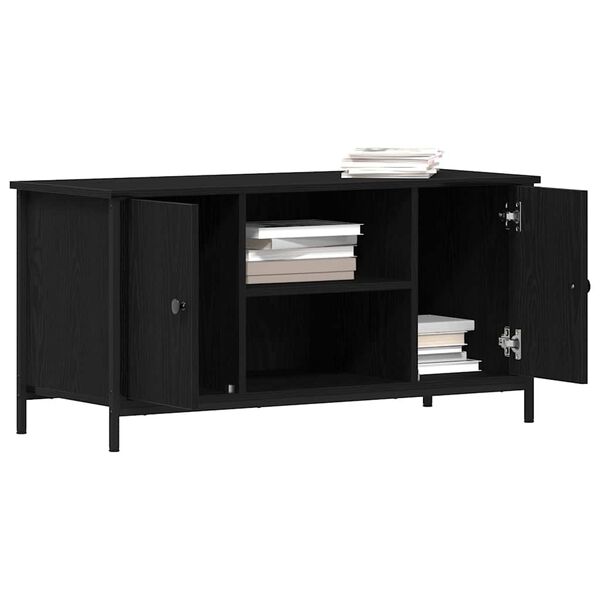 vidaXL Meuble TV Ch&ecirc;ne noir 100 x 40 x 50 cm Bois d'ing&eacute;nierie