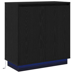 vidaXL Buffet LED Ch&ecirc;ne noir 71 x 34,5 x 75 cm Bois d'ing&eacute;nierie