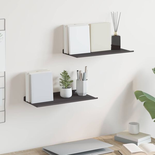 vidaXL &Eacute;tag&egrave;re Murale avec &eacute;tag&egrave;re 2 pcs Noir 40 x 17,5 x 2,5 cm