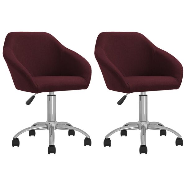 vidaXL Chaises pivotantes &agrave; manger lot de 2 violet tissu