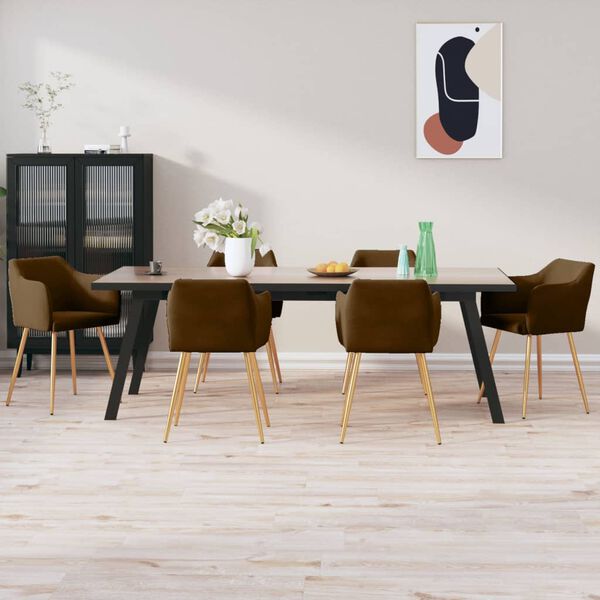 vidaXL Chaises &agrave; manger lot de 6 marron velours