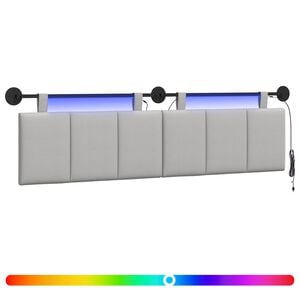 vidaXL T&ecirc;te de lit suspendue Avec lumi&egrave;re LED Gris nuage Tissu