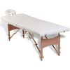 vidaXL Table de massage pliable Blanc crème 4 zones avec cadre en bois