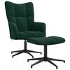 vidaXL Chaise de relaxation avec tabouret Vert fonc&eacute; Velours