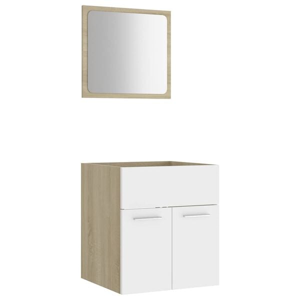 vidaXL Ensemble de meubles de bain 2 pcs Blanc/ch&ecirc;ne sonoma Agglom&eacute;r&eacute;