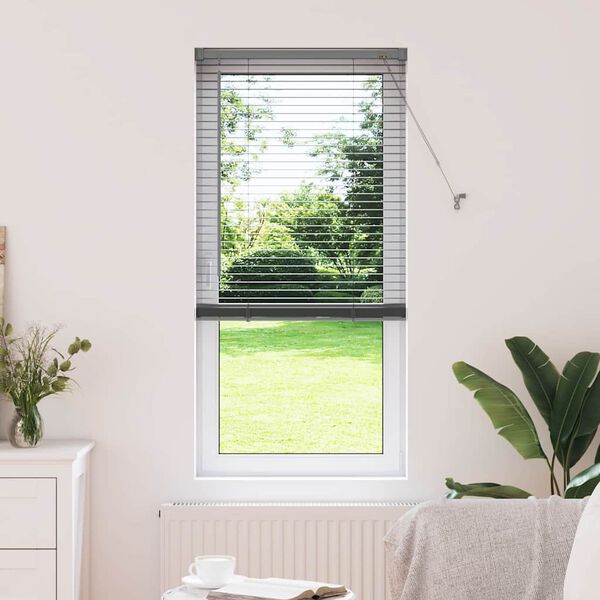 vidaXL Store de Fen&ecirc;tre avec des rideaux Gris fonc&eacute; Aluminium