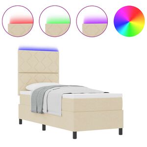 vidaXL Lit &agrave; ressorts avec matelas Cr&egrave;me 80 x 200 cm tissu