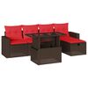 vidaXL Ensemble de canap&eacute; de jardin 6 pcs avec coussins marron r&eacute;sine tress&eacute;e