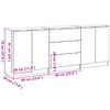 vidaXL Buffet 3 pcs Ch&ecirc;ne noir 180 x 30 x 70 cm Bois d'ing&eacute;nierie