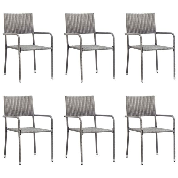 vidaXL Ensemble &agrave; Manger de jardin 7pcs R&eacute;sine tress&eacute;e Anthracite gris