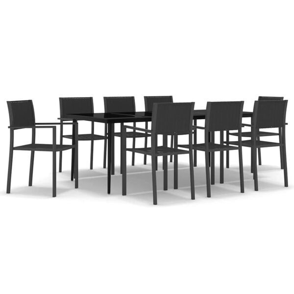 vidaXL Ensemble &agrave; manger de jardin 9 pcs Noir