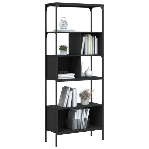 vidaXL Biblioth&egrave;que 5 niveaux noir 76x33x188,5 cm bois d'ing&eacute;nierie