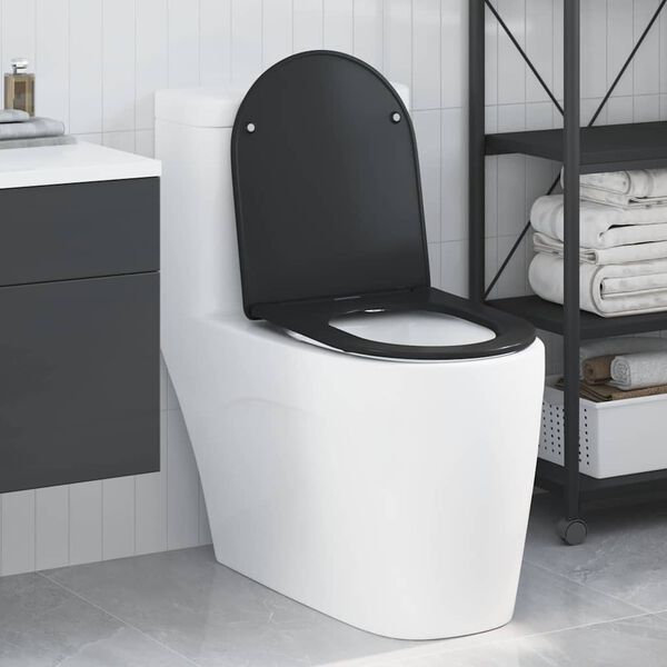 vidaXL Si&egrave;ge de toilette Noir 44 x 36,4 x 3,4 cm Duroplast