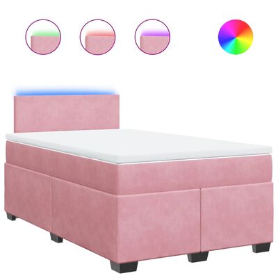 vidaXL Sommier à lattes de lit avec matelas Rose 120x200 cm Velours