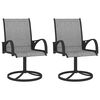 vidaXL Chaises pivotantes de jardin lot de 2 Textil&egrave;ne et acier Gris