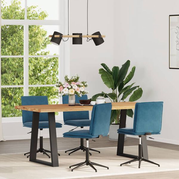 vidaXL Chaises &agrave; manger lot de 4 Bleu Velours