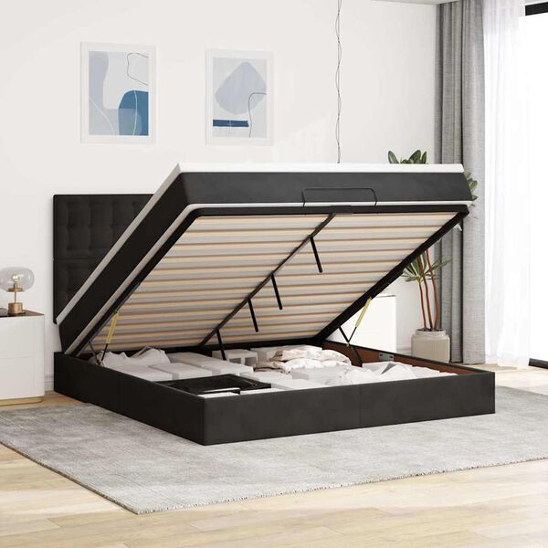VidaXL Cadre de lit ottoman avec matelas noir 160x200 cm velours