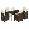vidaXL Ensemble &agrave; manger de jardin et coussins 7 pcs marron rotin