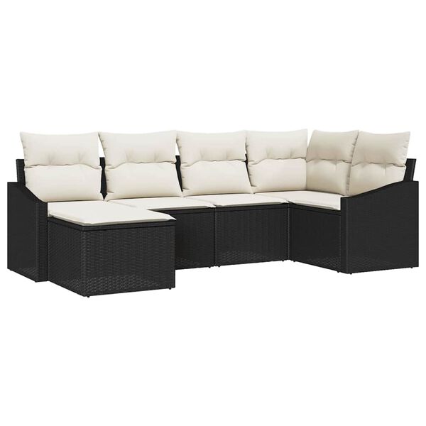 vidaXL Ensemble de Canap&eacute;s avec coussin 6 pcs Noir polyrotin