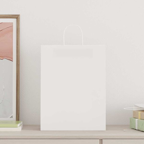 vidaXL Sacs en papier 250 pcs avec poign&eacute;es blanc 32x12x42 cm