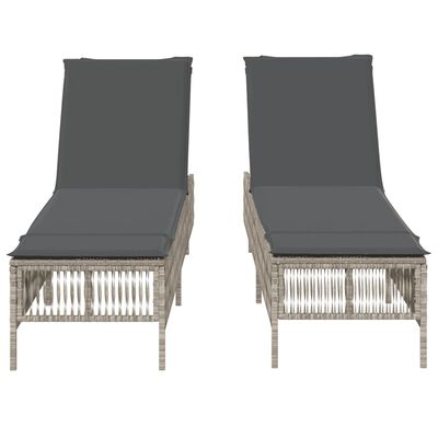 vidaXL Chaises longues avec coussins lot de 2 gris résine tressée