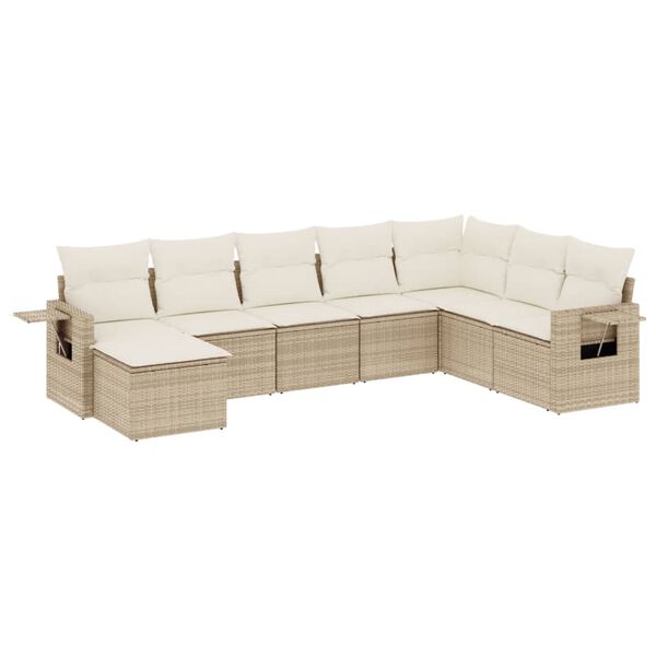 vidaXL Salon de jardin avec coussins 8 pcs beige r&eacute;sine tress&eacute;e