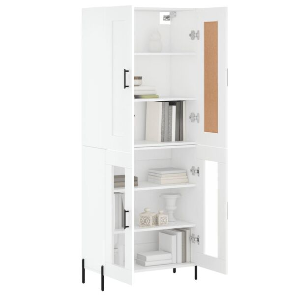 vidaXL Buffet haut Blanc 69,5x34x180 cm Bois d'ing&eacute;nierie