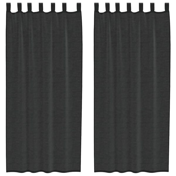 vidaXL Rideaux en voile avec passants 2 pcs noir