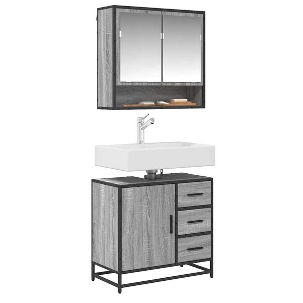 vidaXL Armoire de lavabo de salle de bain sonoma gris 65x33x60 cm