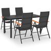 vidaXL Ensemble &agrave; manger de jardin 5 pcs noir et marron