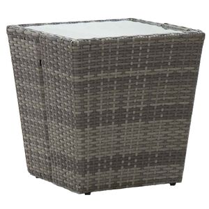 vidaXL Table &agrave; th&eacute; Gris 41,5x41,5x43 cm R&eacute;sine tress&eacute;e et verre tremp&eacute;