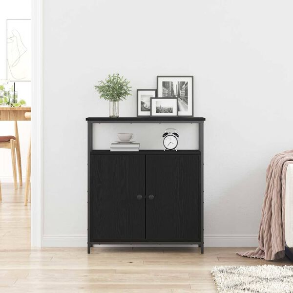 vidaXL Buffet Ch&ecirc;ne noir 70 x 30 x 80 cm Bois d'ing&eacute;nierie