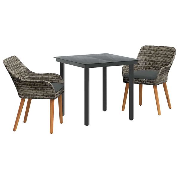 vidaXL Ensemble de salle &agrave; manger pour jardin 3 pcs Gris polyrotin
