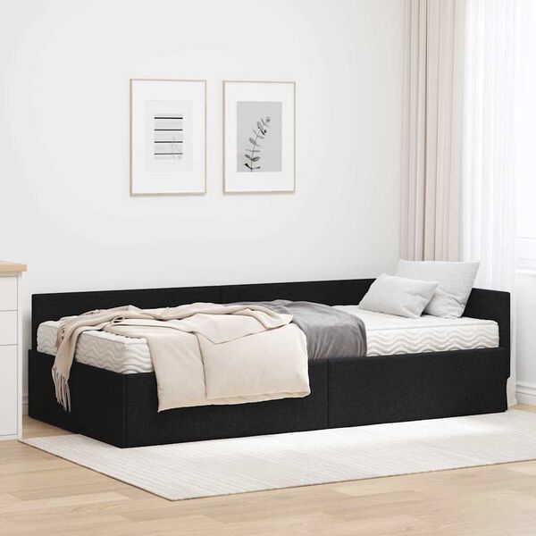 vidaXL Cadre de lit d'angle avec matelas Autre 2 pcs Vert tissu