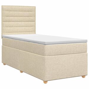 vidaXL Lit boxspring avec matelas Cr&egrave;me 80 x 200 cm Tissu