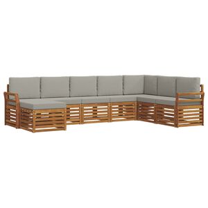 vidaXL Ensemble de canap&eacute;s d'ext&eacute;rieur 8 pc Naturel et gris clair