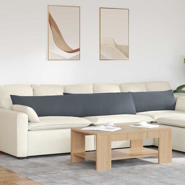 vidaXL Coussins de canap&eacute; 2 pcs Gris fonc&eacute; 200 x 40 cm