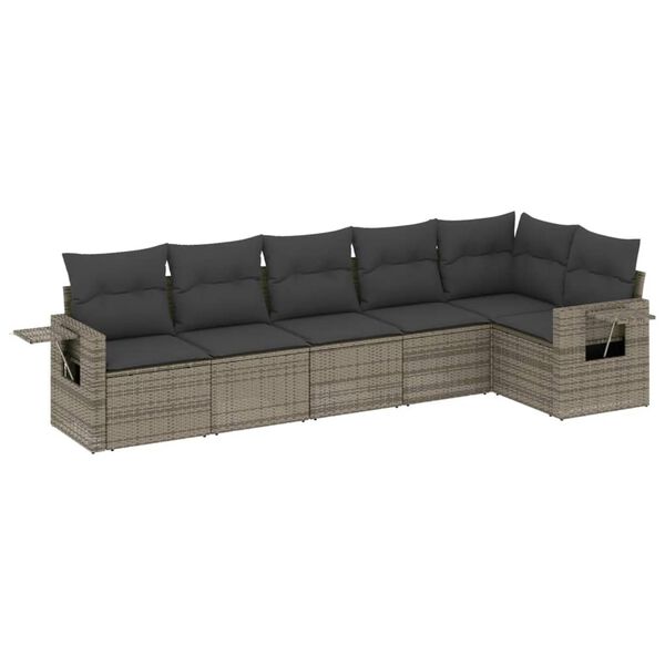 vidaXL Salon de jardin 6 pcs avec coussins gris r&eacute;sine tress&eacute;e